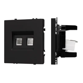 Фото #1 товара Механизм сдвоенной телефонной розетки SCT-NOBE-MTL2-SFPL-BK (RJ-11, 4C) (Arlight, Черный оникс)