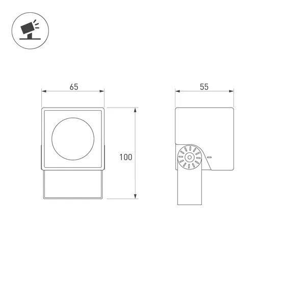 Фото #3 товара Светильник ALT-BLOCK-S65x65-5W Warm3000 (GR, 60 deg, 230V) (Arlight, IP66 Металл, 3 года)