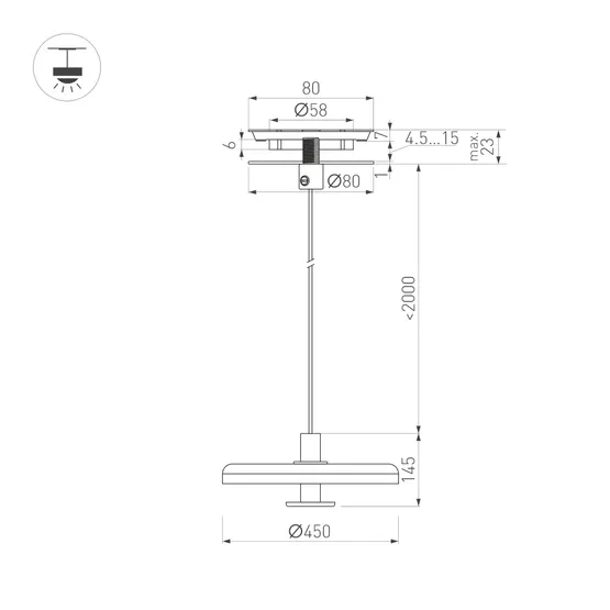 Фото #2 товара Светильник SP-KOTARO-R450-12W Warm2700 (BK-GR, 36 deg, 230V, TRIAC) (Arlight, IP20)