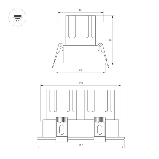 Фото #2 товара Светильник MS-FLOW-BUILT-S157x85-2x6W Warm3000 (WH, 15 deg, 230V) (Arlight, IP20 Металл, 5 лет)