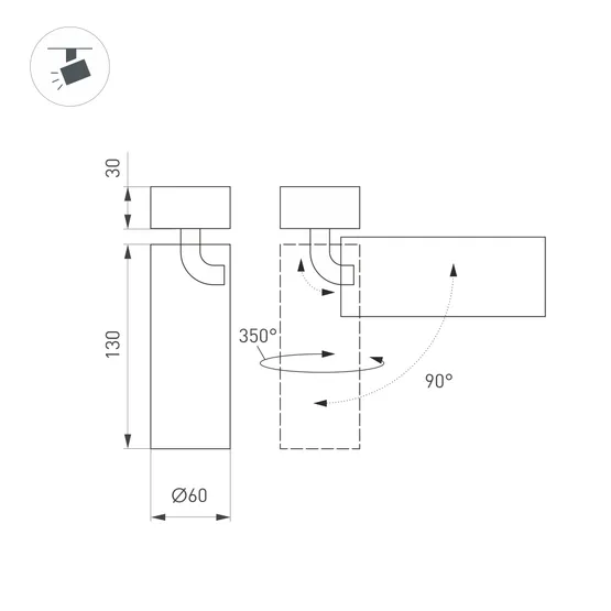 Фото #2 товара Светильник SP-GABI-SURFACE-FLAP-R60-12W Warm3000 (WH, 60 deg, 230V) (Arlight, IP40 Металл, 5 лет)