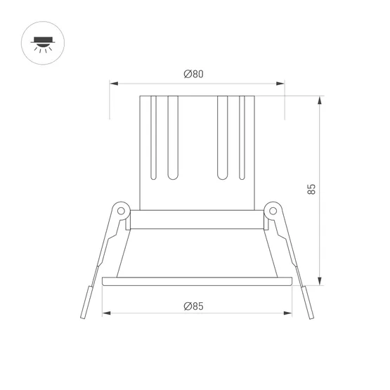Фото #2 товара Светильник MS-FLOW-BUILT-R85-12W Warm3000 (WH, 15 deg, 230V) (Arlight, IP20 Металл, 5 лет)