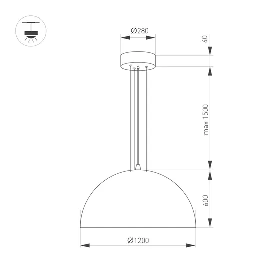 Фото #4 товара Светильник SP-RESTO-HANG-R1200-200W Warm3000 (BK, 100 deg, 230V) (Arlight, IP20 Металл, 3 года)