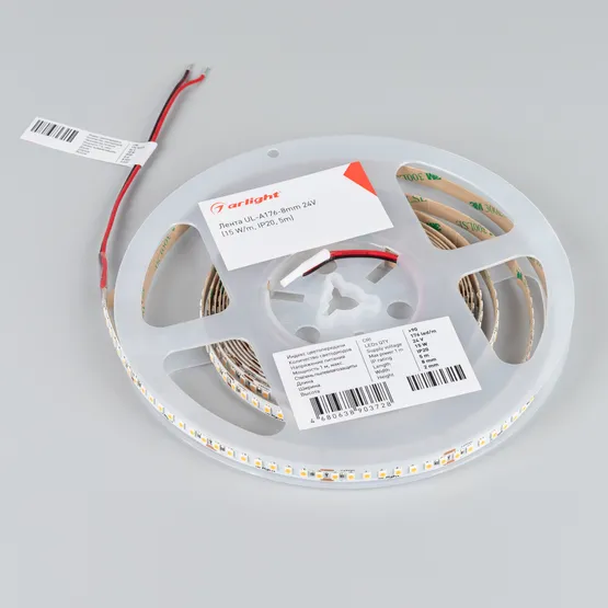Фото #3 товара Светодиодная лента UL-A176-8mm 24V Day5000 (15 W/m, IP20, 5m) (Arlight, 7 лет)