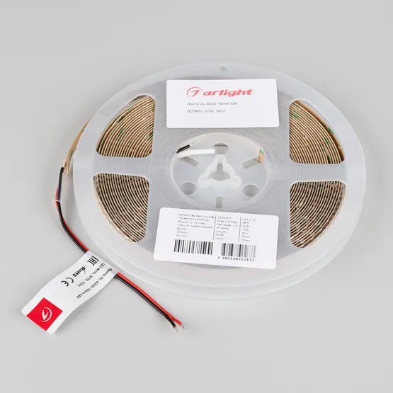 Фото #3 товара Светодиодная лента UL-A240-10mm 48V Warm3000-CX2 (23 W/m, IP20, 10m) (Arlight, 7 лет)