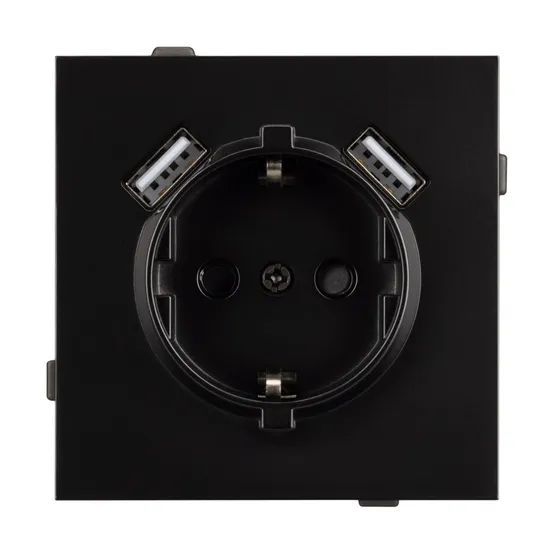 Фото #2 товара Механизм розетки с USB зарядкой SCT-TENDO-MUAA-PL-BK (230V, 16A) (Arlight, -)