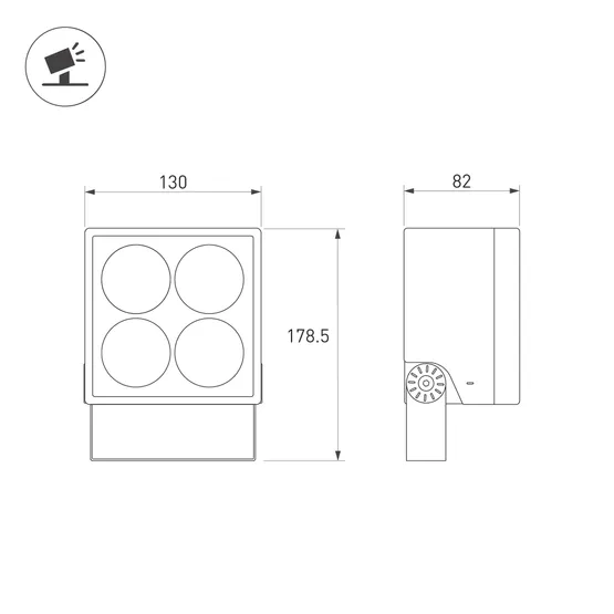 Фото #3 товара Светильник ALT-BLOCK-S130x130-15W Warm3000 (GR, 60 deg, 230V) (Arlight, IP66 Металл, 3 года)