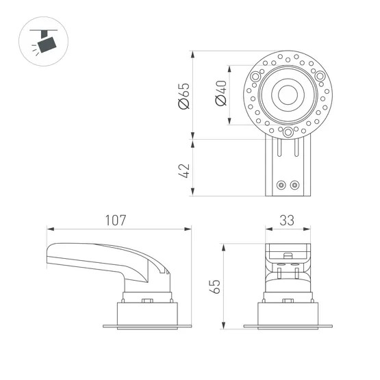 Фото #4 товара Светильник MS-RIALTO-TRIMLESS-R40-9W Warm3000 (BK, 36deg, 230V) (Arlight, IP20 Металл, 5 лет)