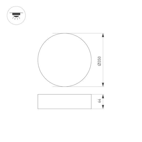 Фото #7 товара Светильник IM-RONDO-EMERGENCY-3H-R350-33W Warm3000 (BK, 120 deg, 230V) (Arlight, IP40 Металл, 2 года)