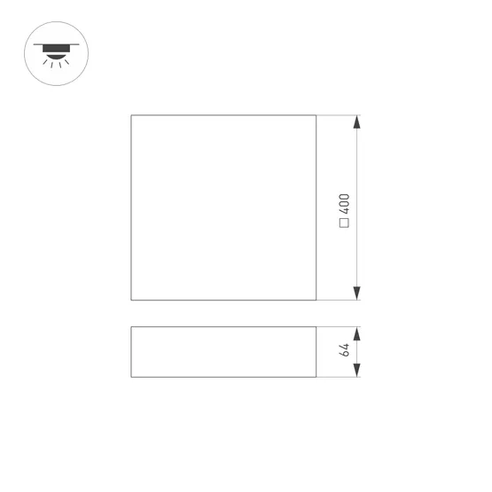 Фото #6 товара Светильник IM-QUADRO-EMERGENCY-3H-S400x400-44W Warm3000 (BK, 120 deg, 230V) (Arlight, IP40 Металл, 2 года)