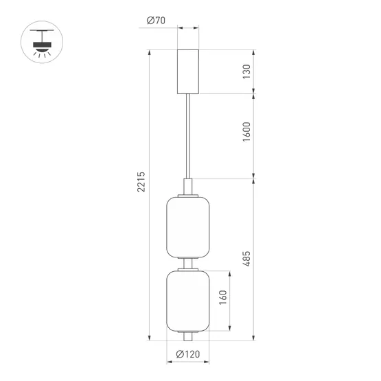 Фото #4 товара Светильник SP-CARAMELA-HANG-R120-7W Warm2700 (BK, 300 deg, 230V) (Arlight, IP20, Натуральный шелк, 3 года)