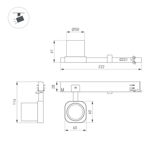 Фото #2 товара Светильник LGD-DIAFILM-4TR-R60-10W Warm3000 (WH, 20 deg, 230V) (Arlight, IP20 Металл, 5 лет)