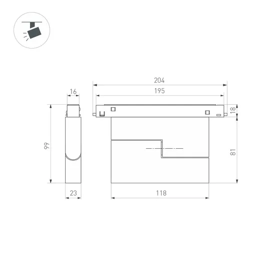 Фото #2 товара Светильник MAG-ORIENT-FLAT-FOLD-S195-6W Warm3000 (BK, 80 deg, 48V) (Arlight, IP20 Металл, 5 лет)