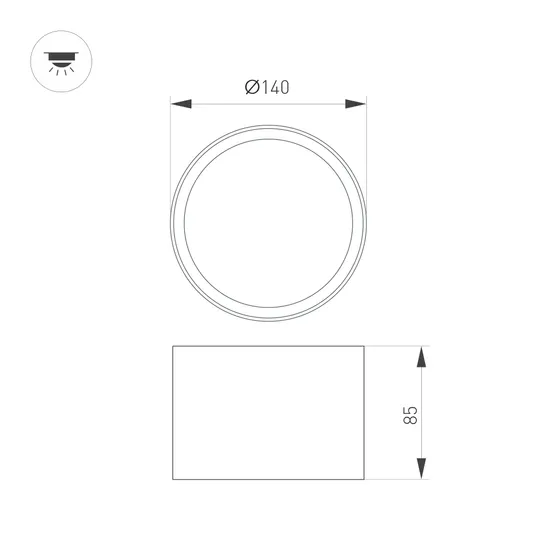 Фото #2 товара Светильник SP-BISCOTTO-R140-15W Warm3300-MIX (BK-GD, 80 deg, 230V) (Arlight, IP54 Металл, 5 лет)