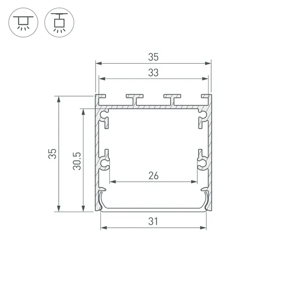 Фото #3 товара Профиль LINE-S-3535-2500 BLACK (Arlight, Алюминий)